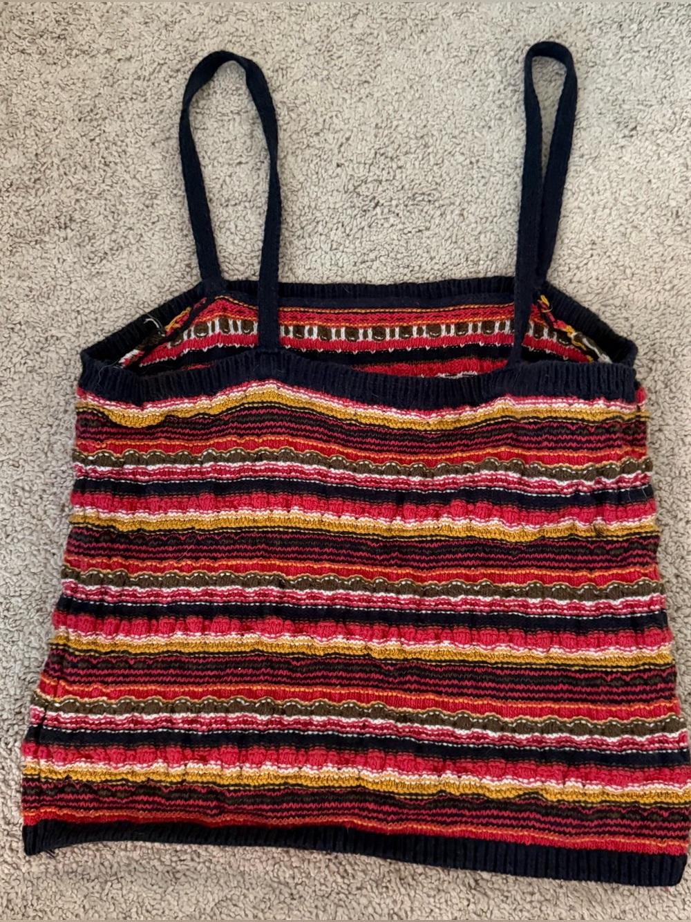 Fairycore Rainbow Striped Crop Crochet Knit Tank Top Tube Straps L - Picture 5 of 7
